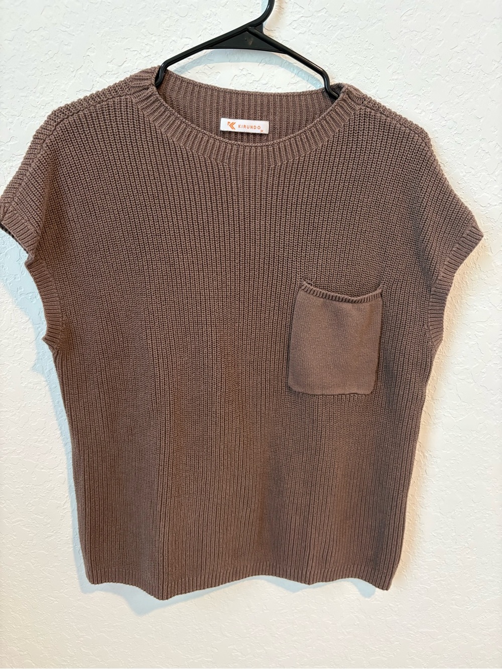 Kirundo Brown Knit Pocket Sweater Shell Top, Size Medium